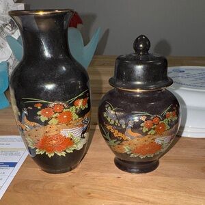 Vintage Japanese Black & Gold  Set